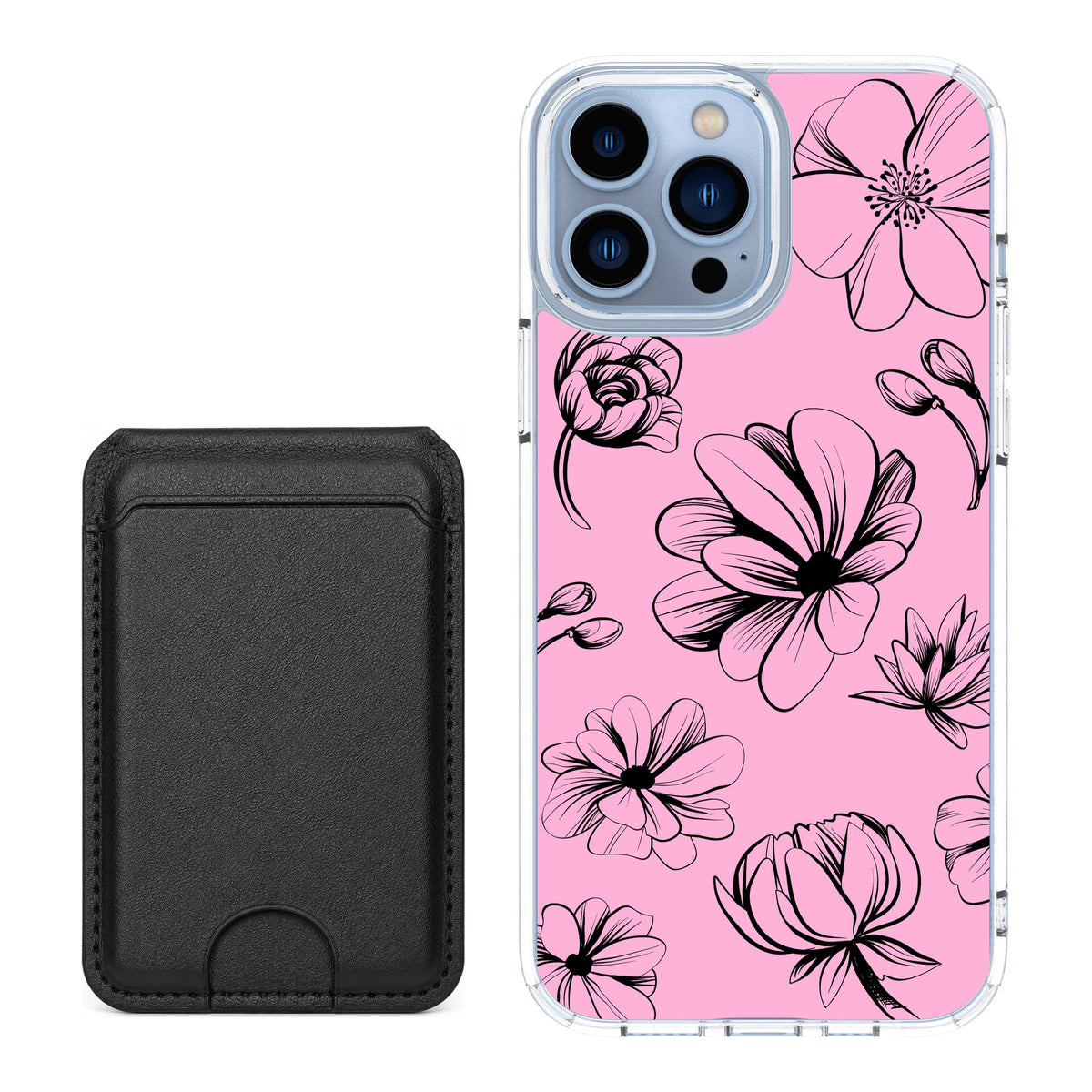 Scooch MagCase Vintage Flowers for iPhone 13 Pro Max with Black MagWallet