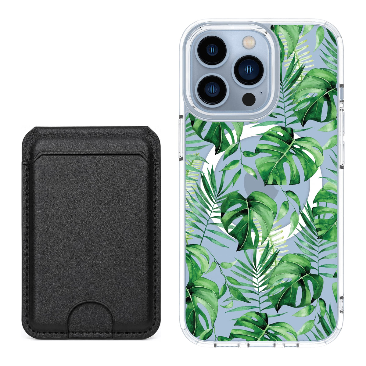 Scooch MagCase Monstera for iPhone 13 Pro with Black MagWallet