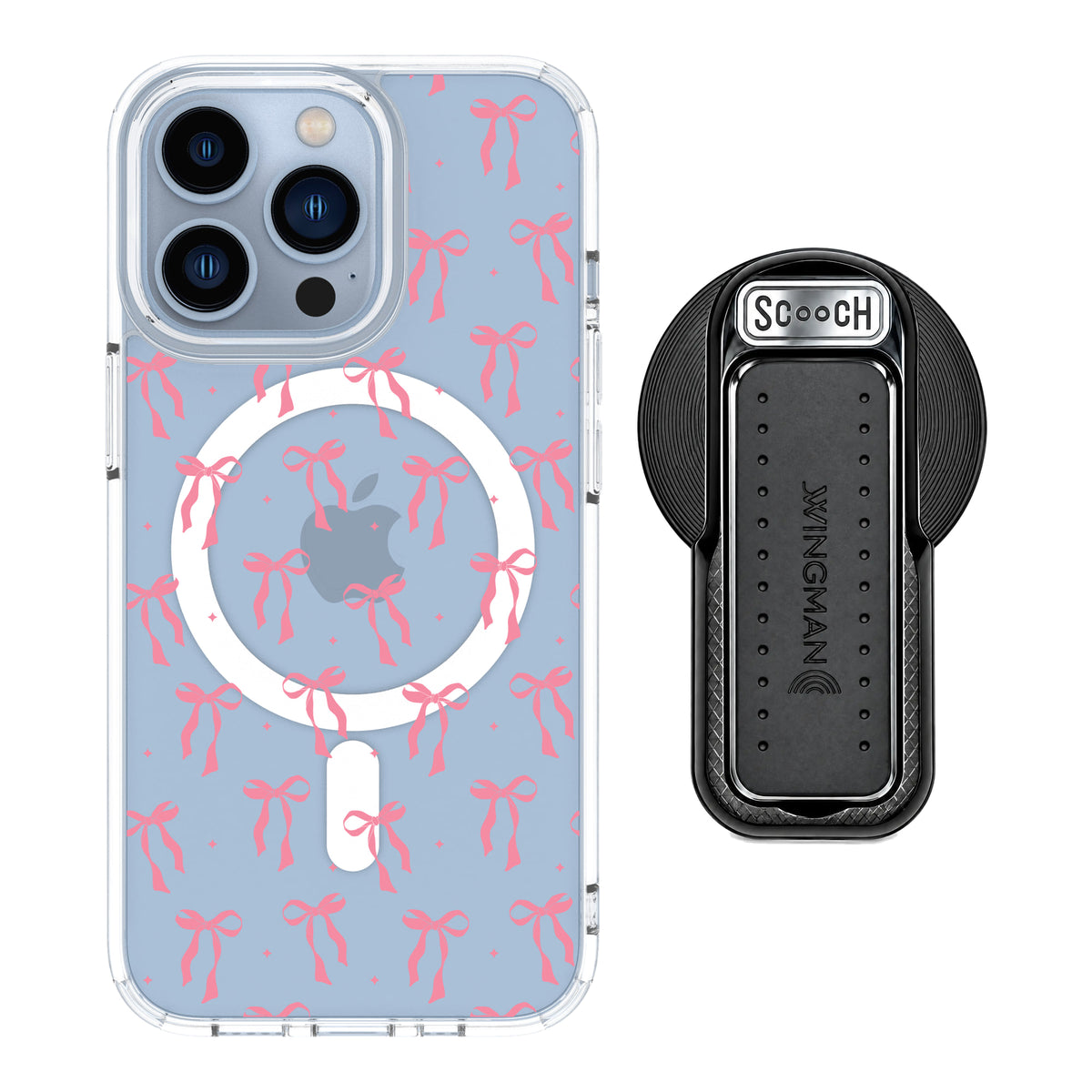 Scooch MagCase Pink Bows for iPhone 13 Pro with MagSafe Wingback - Black