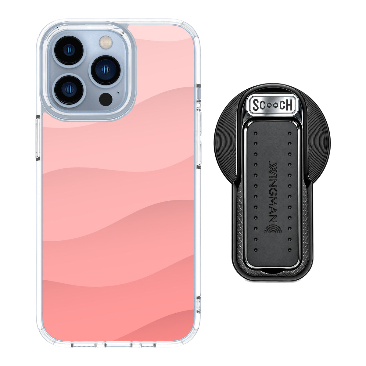 Scooch MagCase Pink Waves for iPhone 13 Pro with MagSafe Wingback - Black