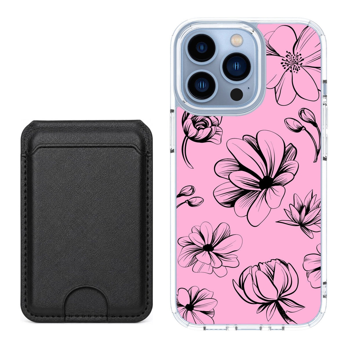 Scooch MagCase Vintage Flowers for iPhone 13 Pro with Black MagWallet