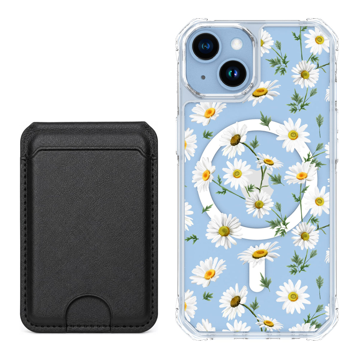 Scooch MagCase Daisies for iPhone 14 with Black MagWallet