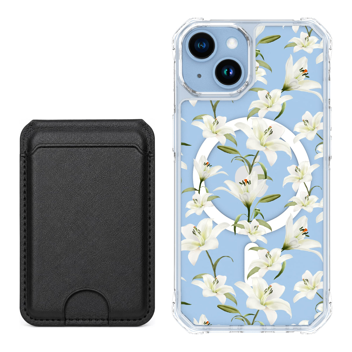 Scooch MagCase Lilies for iPhone 14 with Black MagWallet