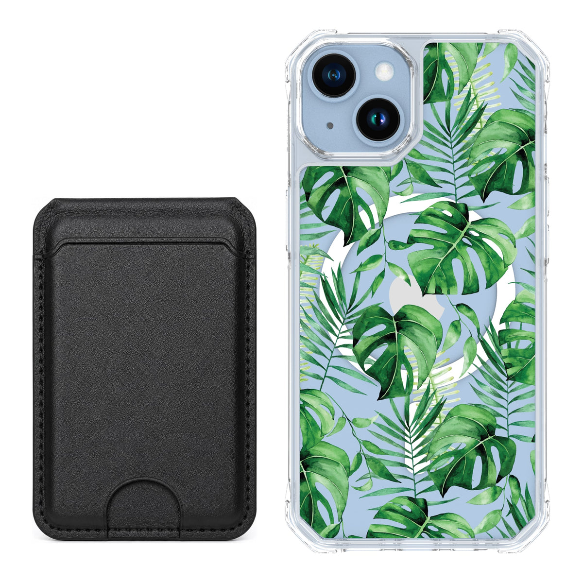 Scooch MagCase Monstera for iPhone 14 with Black MagWallet