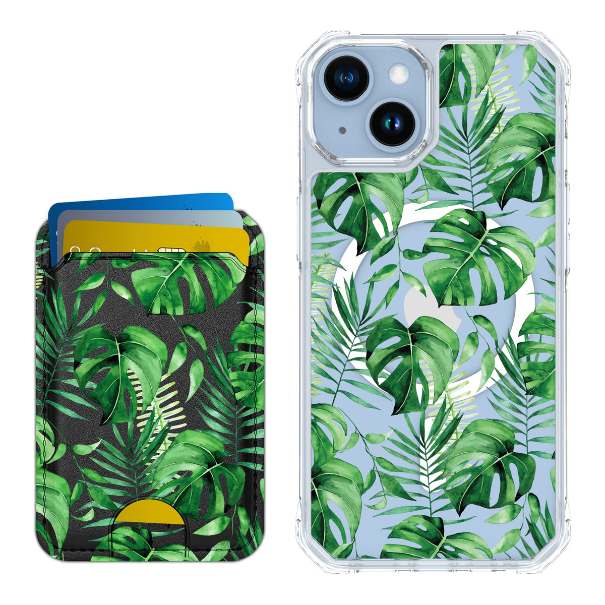 Scooch MagCase Monstera for iPhone 14 with Matching MagWallet