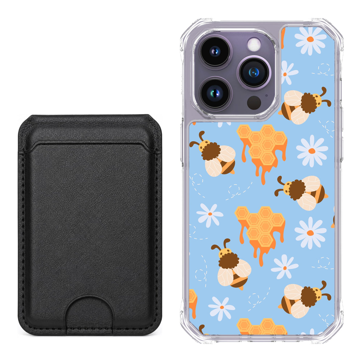 Scooch MagCase Honey Bees for iPhone 14 Pro with Black MagWallet