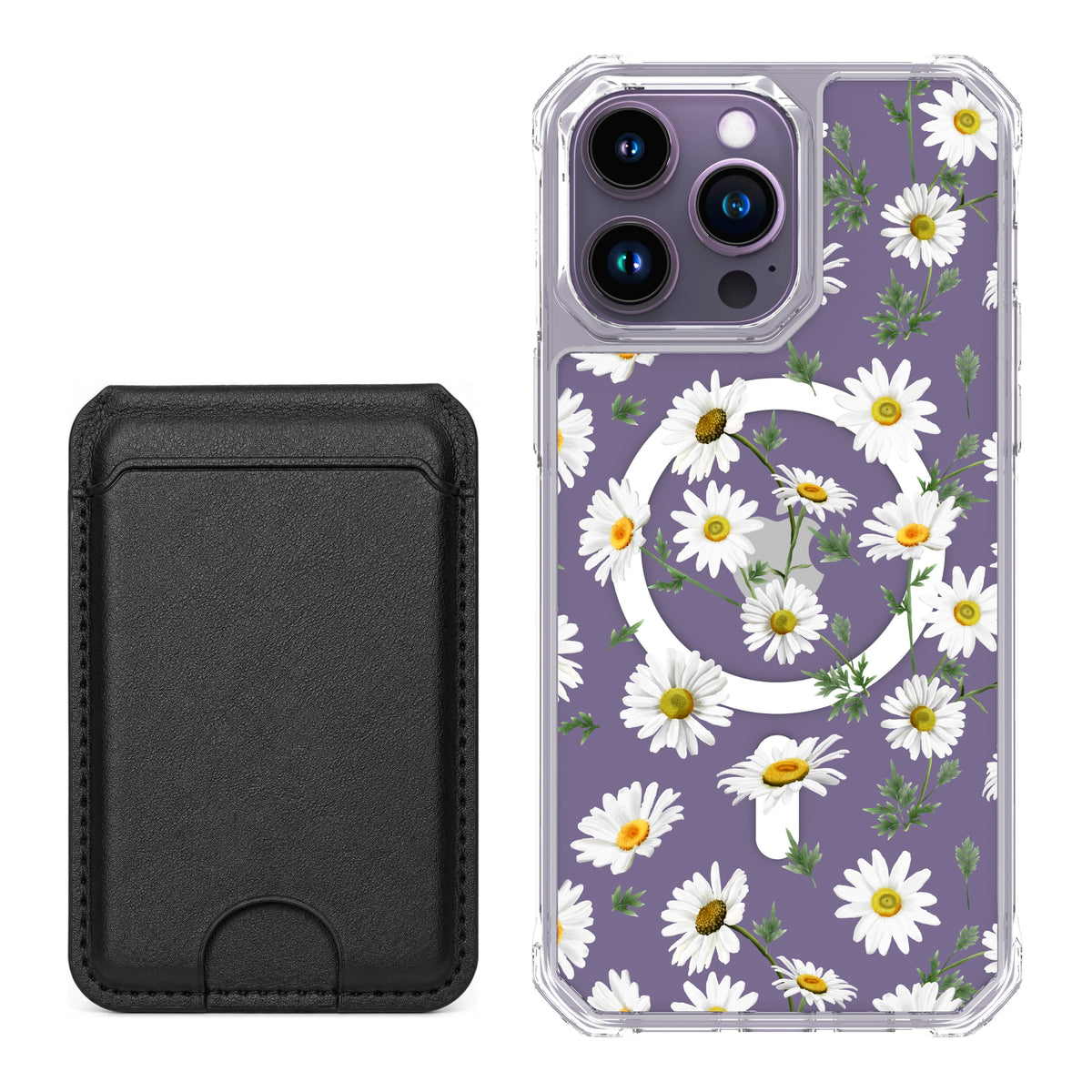 Scooch MagCase Daisies for iPhone 14 Pro Max with Black MagWallet