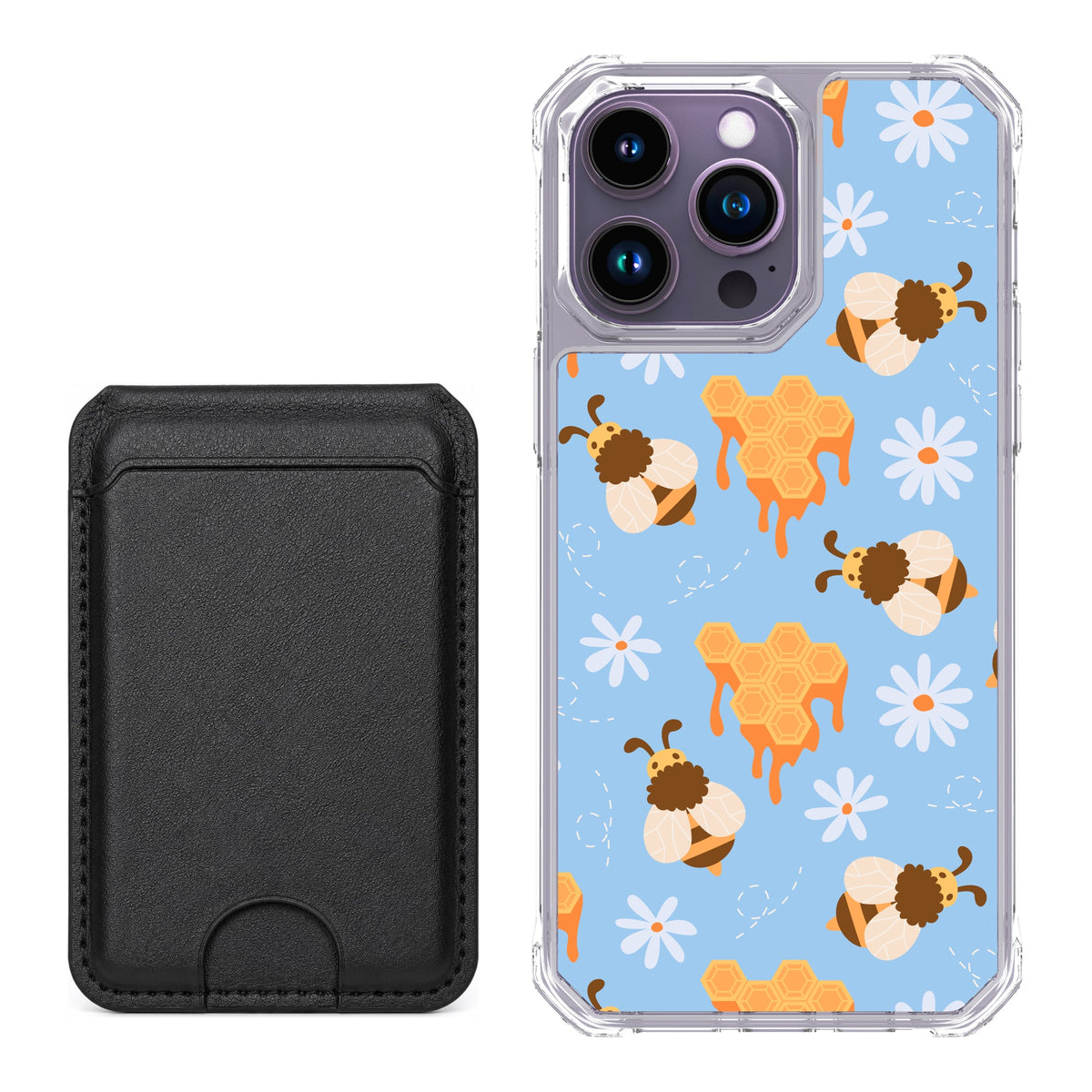 Scooch MagCase Honey Bees for iPhone 14 Pro Max with Black MagWallet