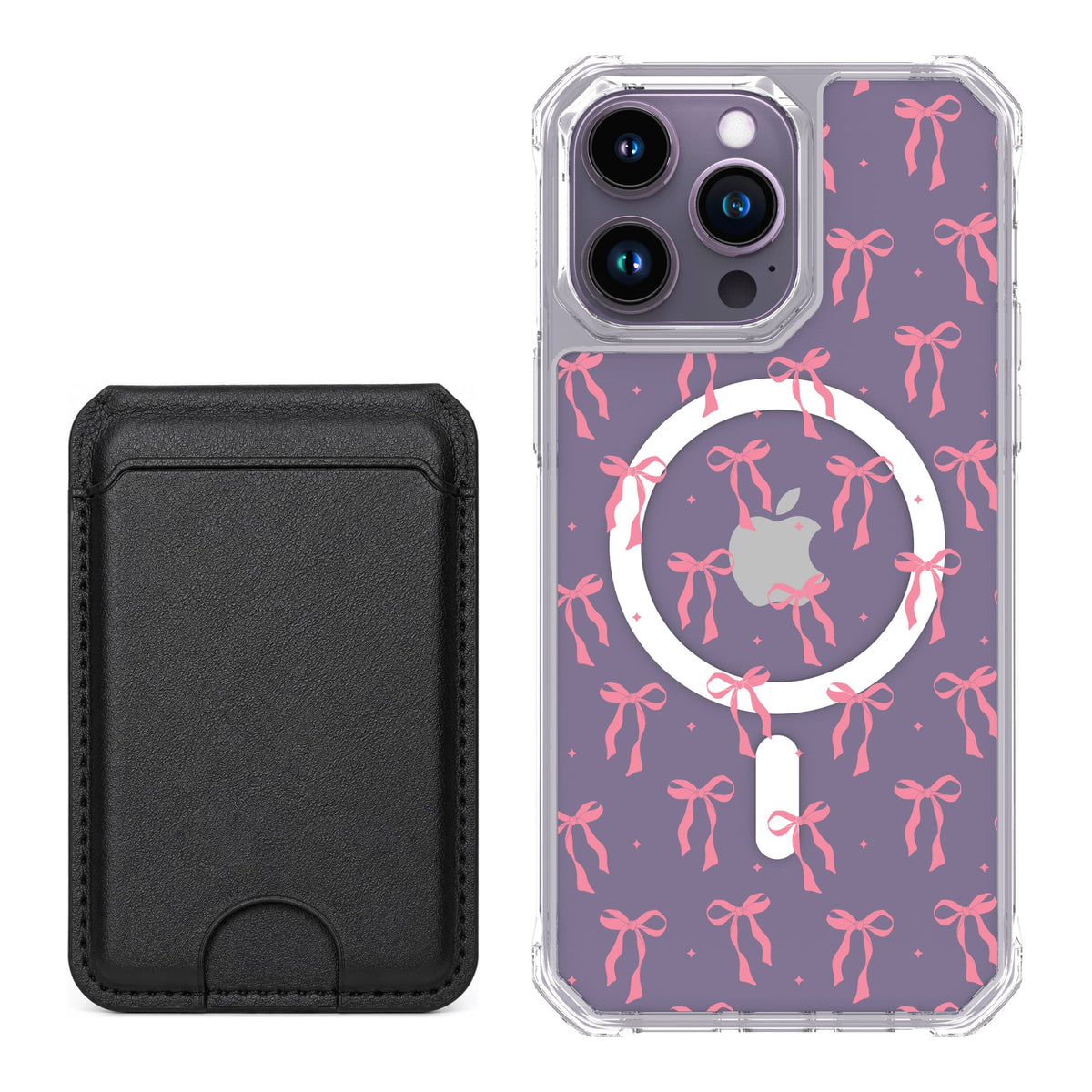 Scooch MagCase Pink Bows for iPhone 14 Pro Max with Black MagWallet
