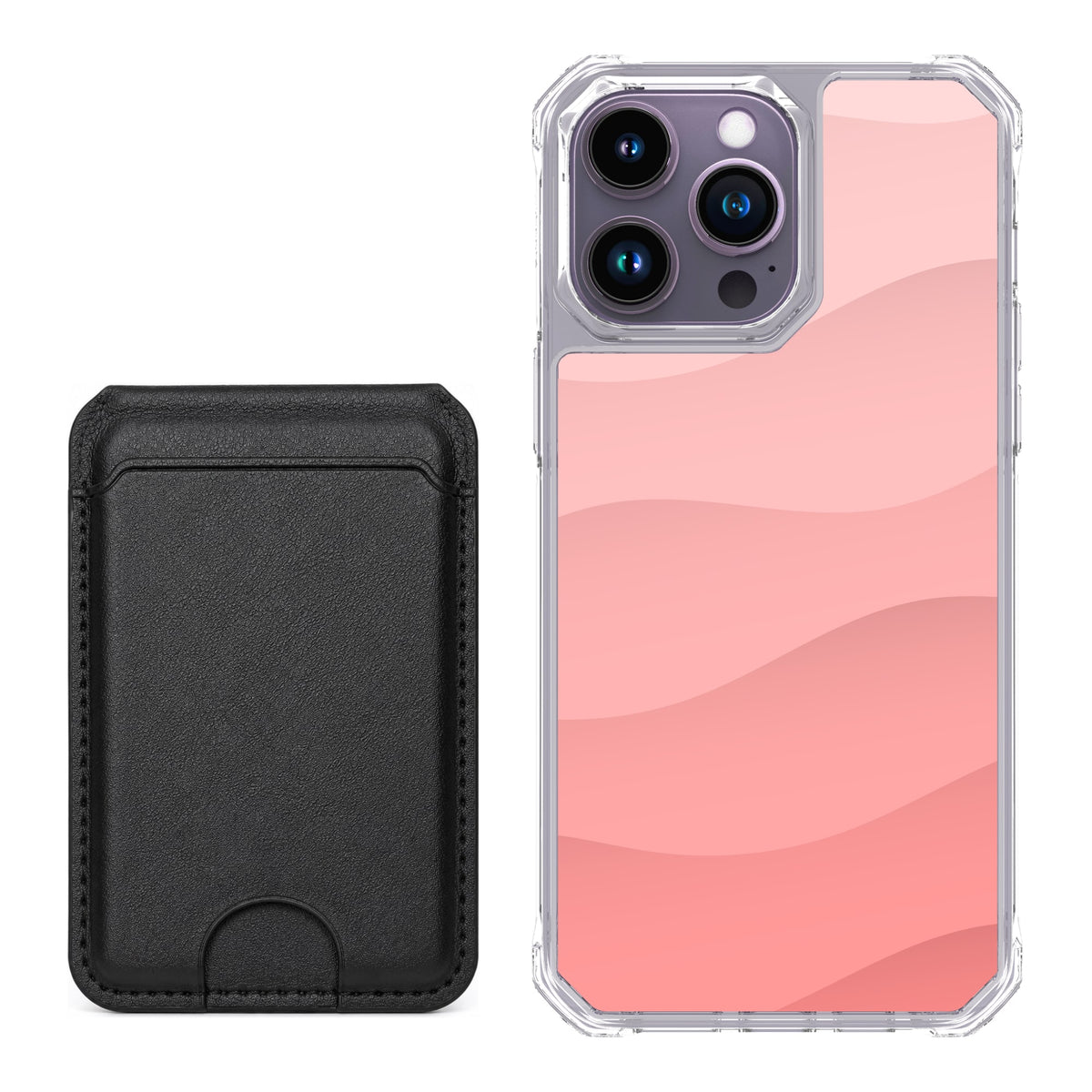 Scooch MagCase Pink Waves for iPhone 14 Pro Max with Black MagWallet