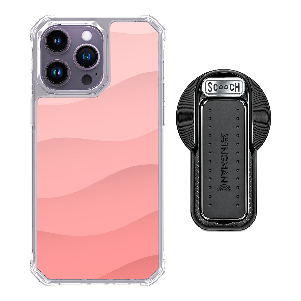 Scooch MagCase Pink Waves for iPhone 14 Pro Max with MagSafe Wingback - Black