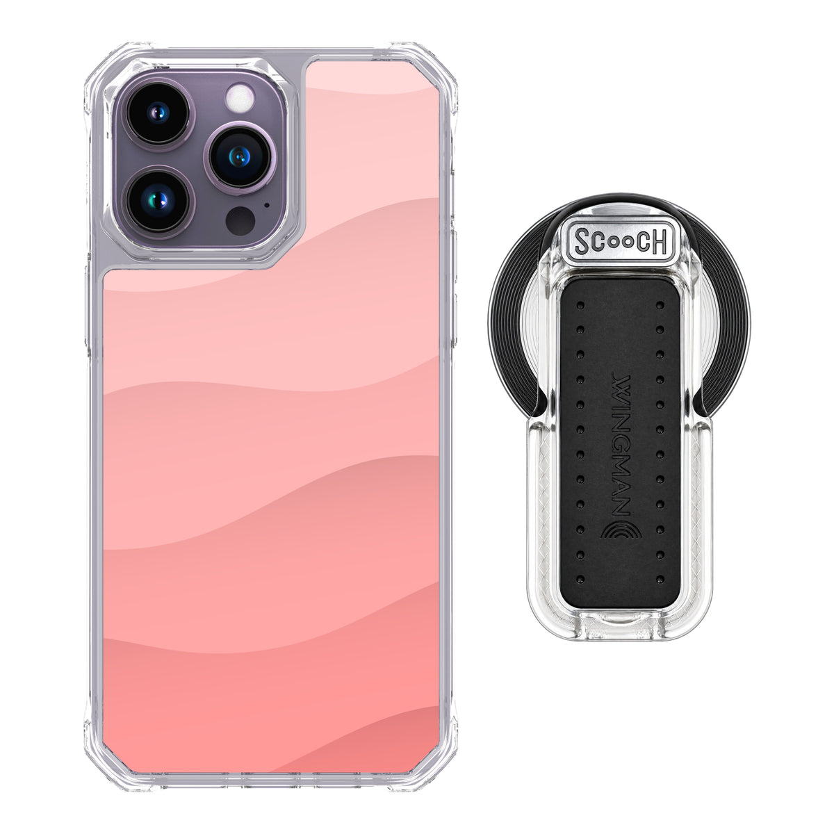 Scooch MagCase Pink Waves for iPhone 14 Pro Max with MagSafe Wingback - Clear