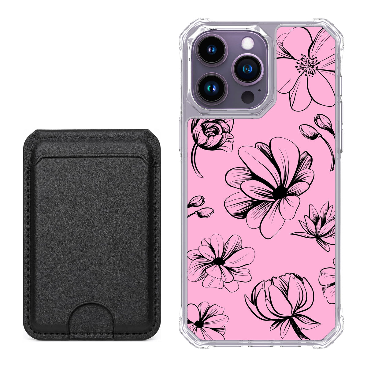 Scooch MagCase Vintage Flowers for iPhone 14 Pro Max with Black MagWallet