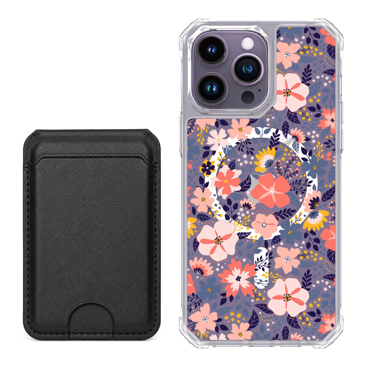 Scooch MagCase Wildflowers for iPhone 14 Pro Max with Black MagWallet