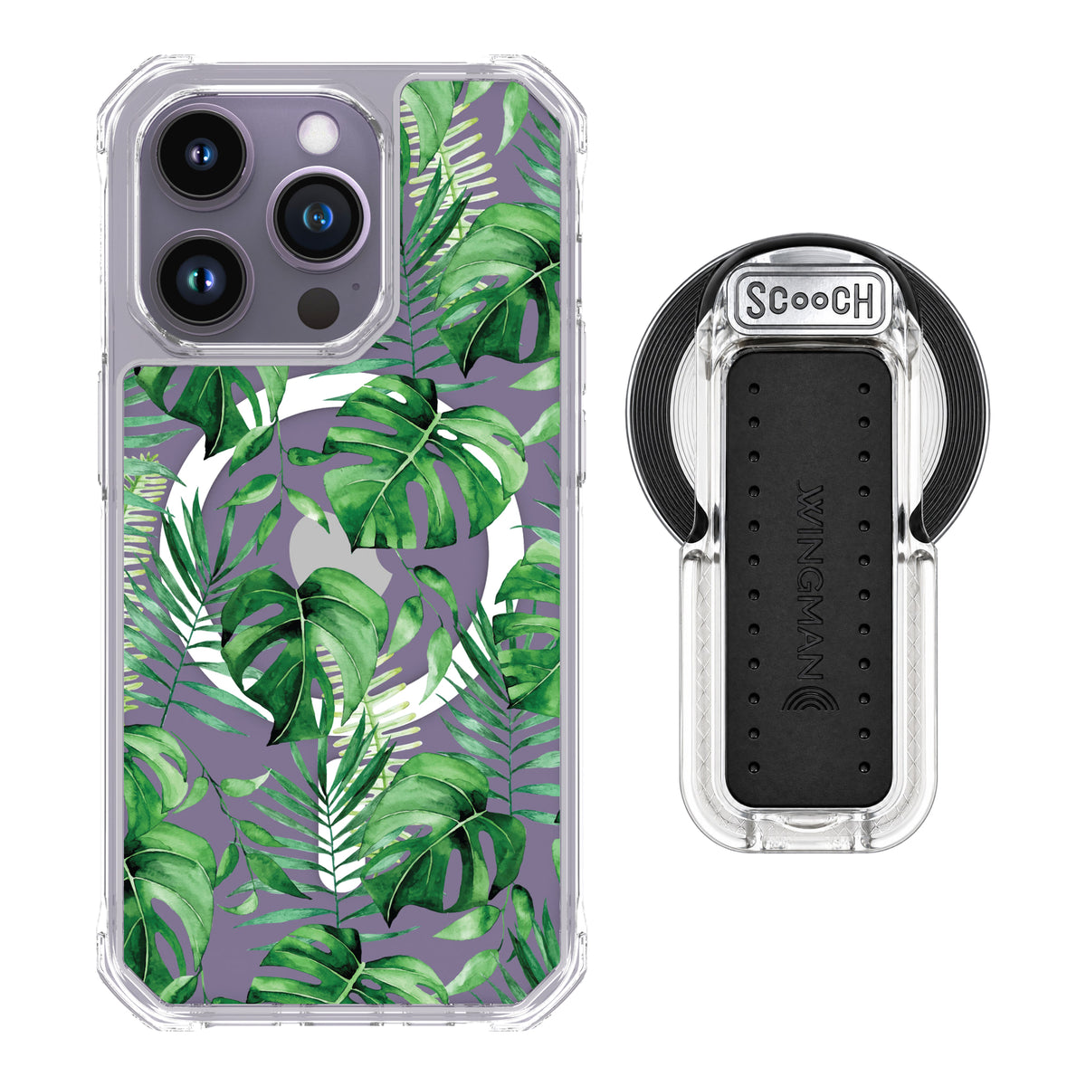 Scooch MagCase Monstera for iPhone 14 Pro with MagSafe Wingback - Clear