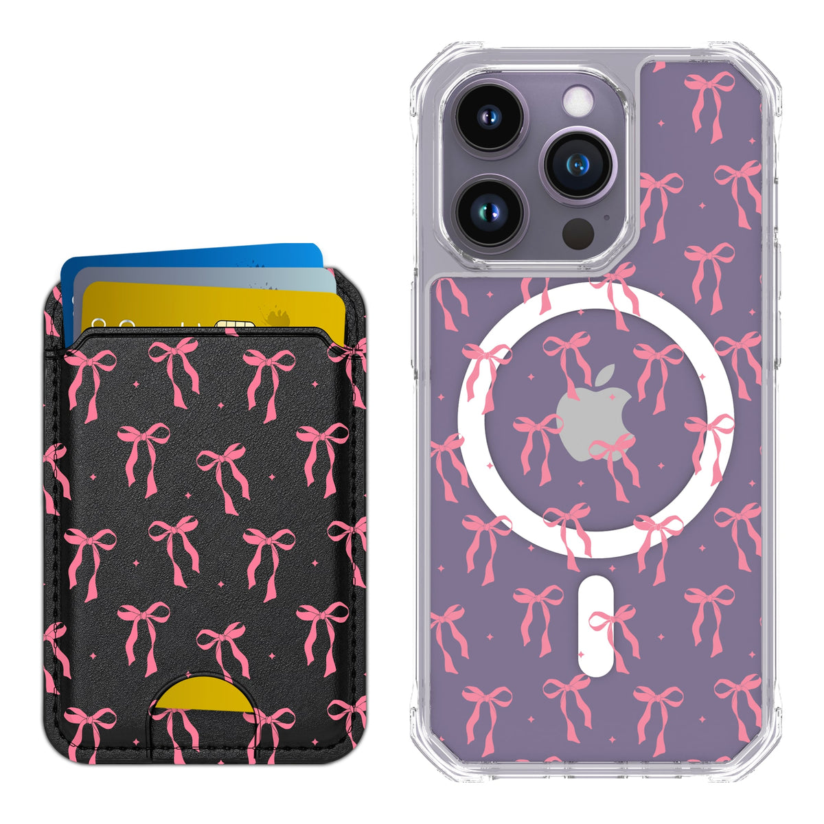 Scooch MagCase Pink Bows for iPhone 14 Pro with Matching MagWallet