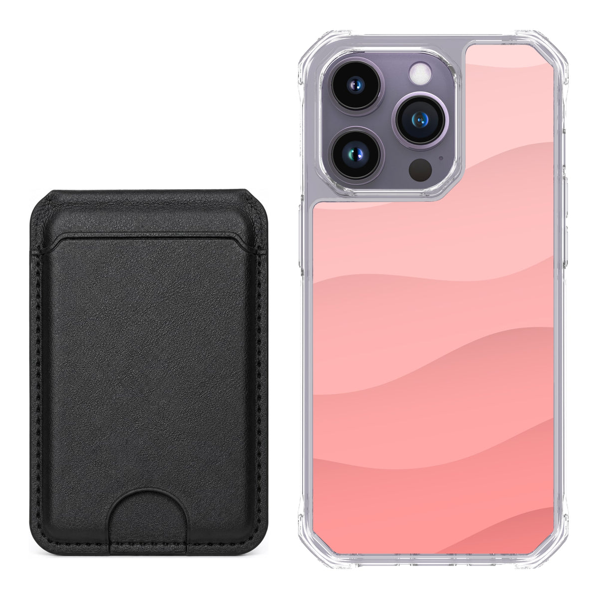Scooch MagCase Pink Waves for iPhone 14 Pro with Black MagWallet