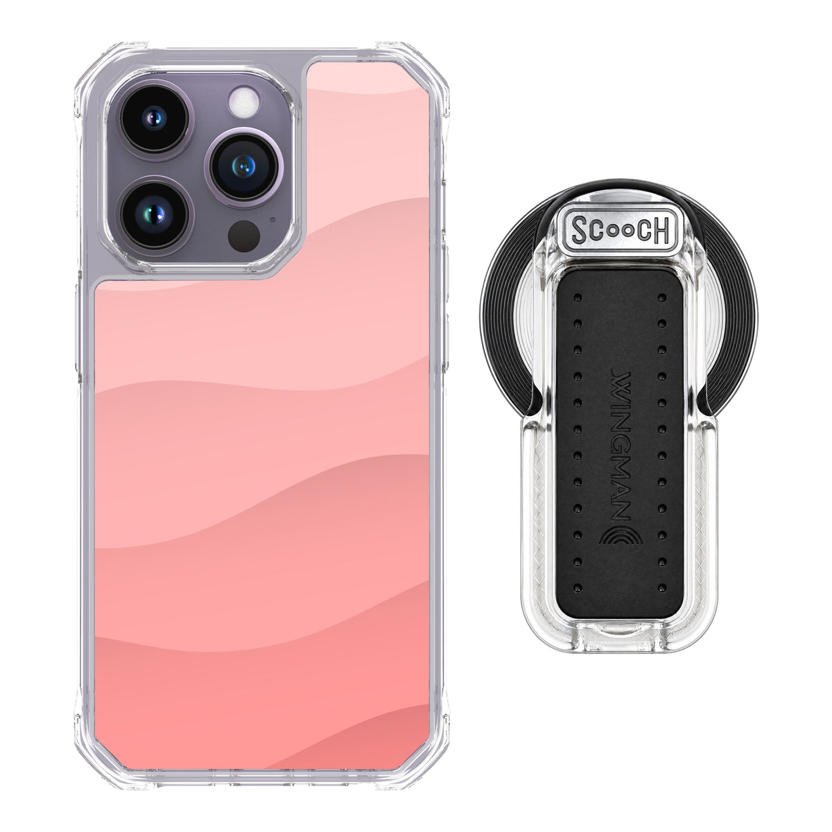Scooch MagCase Pink Waves for iPhone 14 Pro with MagSafe Wingback - Clear