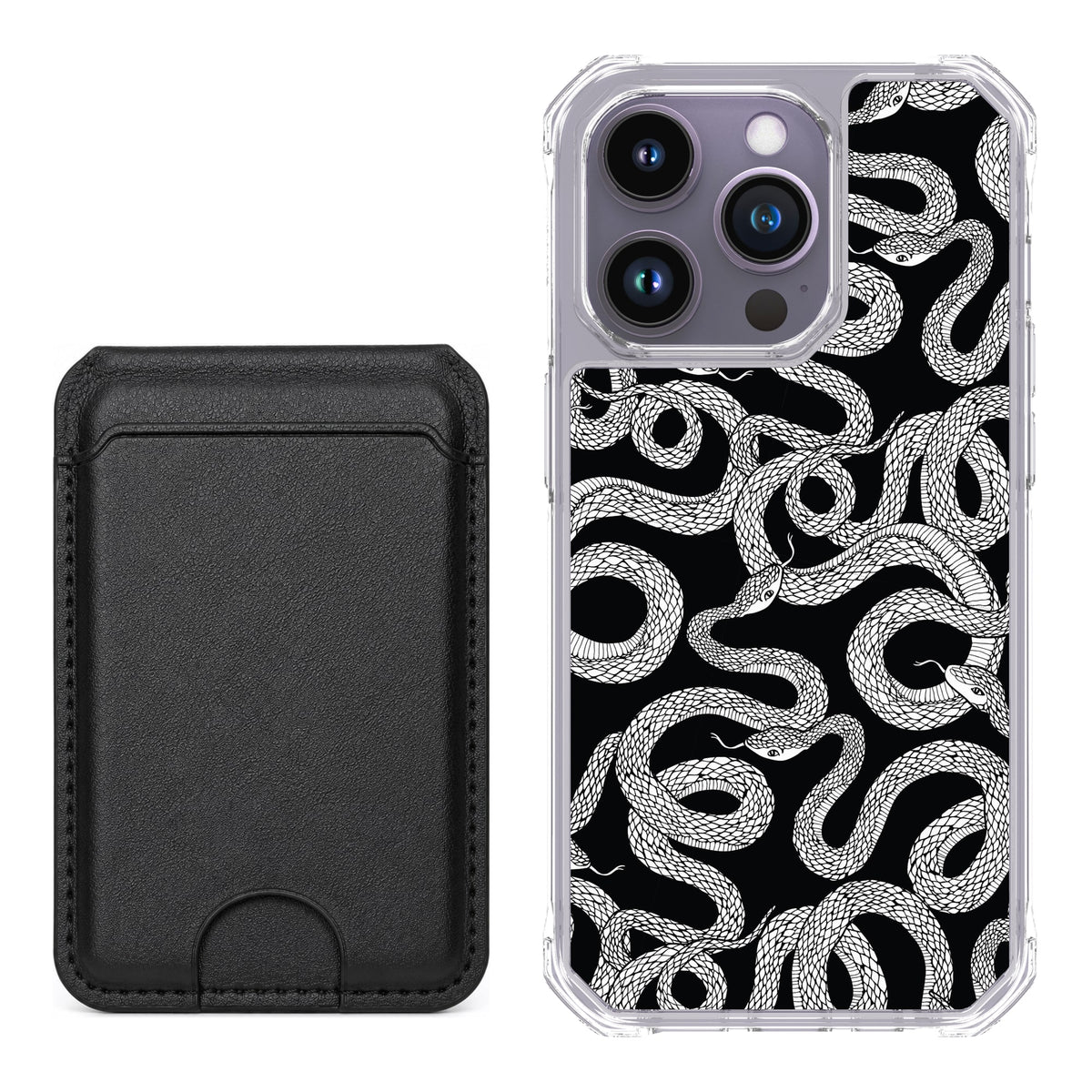 Scooch MagCase Snakes for iPhone 14 Pro with Black MagWallet