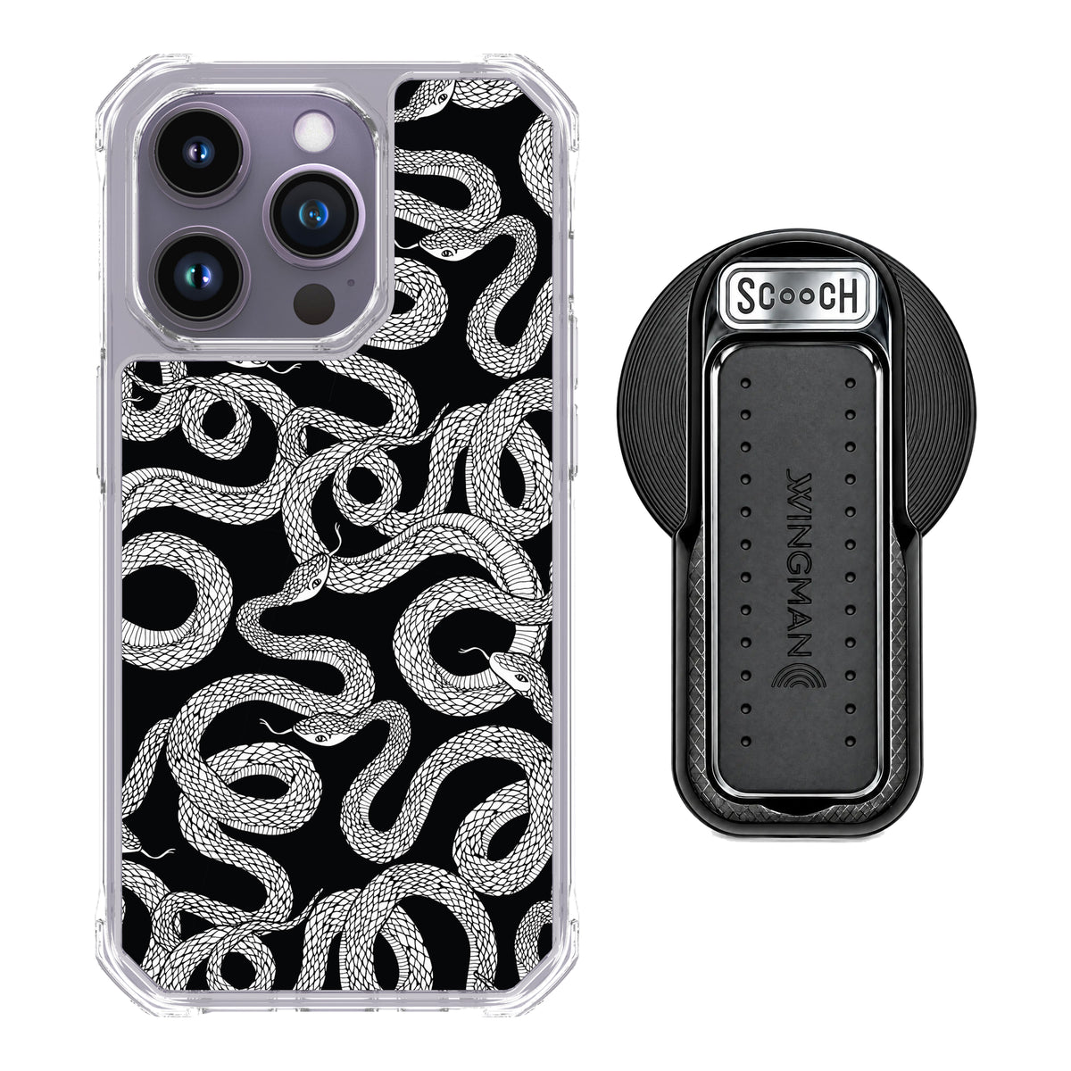 Scooch MagCase Snakes for iPhone 14 Pro with MagSafe Wingback - Black
