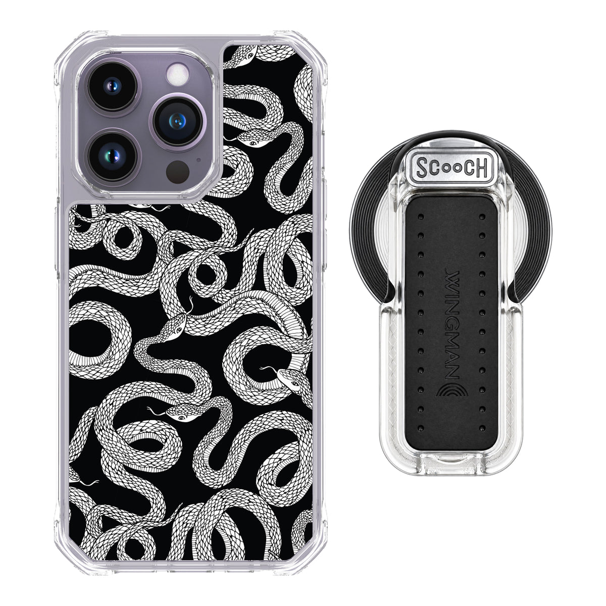 Scooch MagCase Snakes for iPhone 14 Pro with MagSafe Wingback - Clear