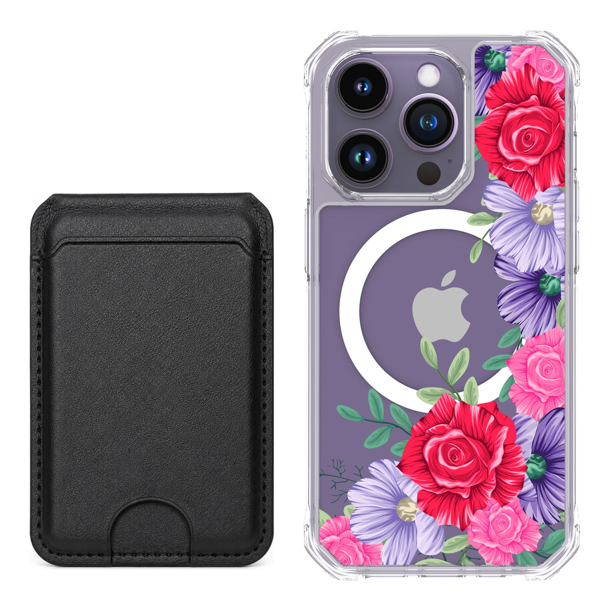 Scooch MagCase Spring Blossom for iPhone 14 Pro with Black MagWallet