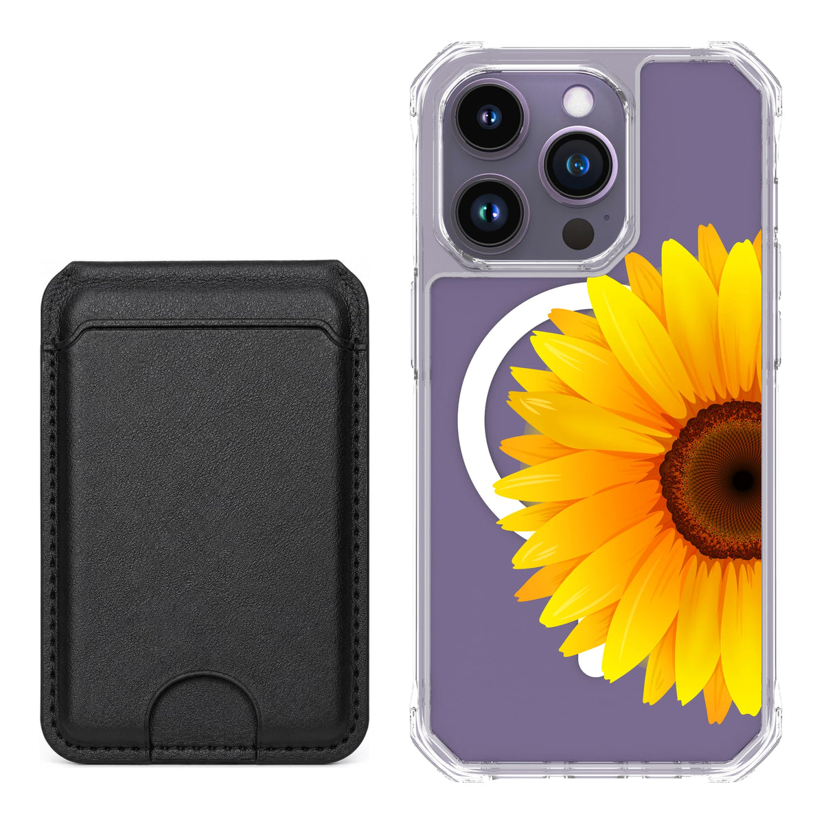 Scooch MagCase Sunflower for iPhone 14 Pro with Black MagWallet