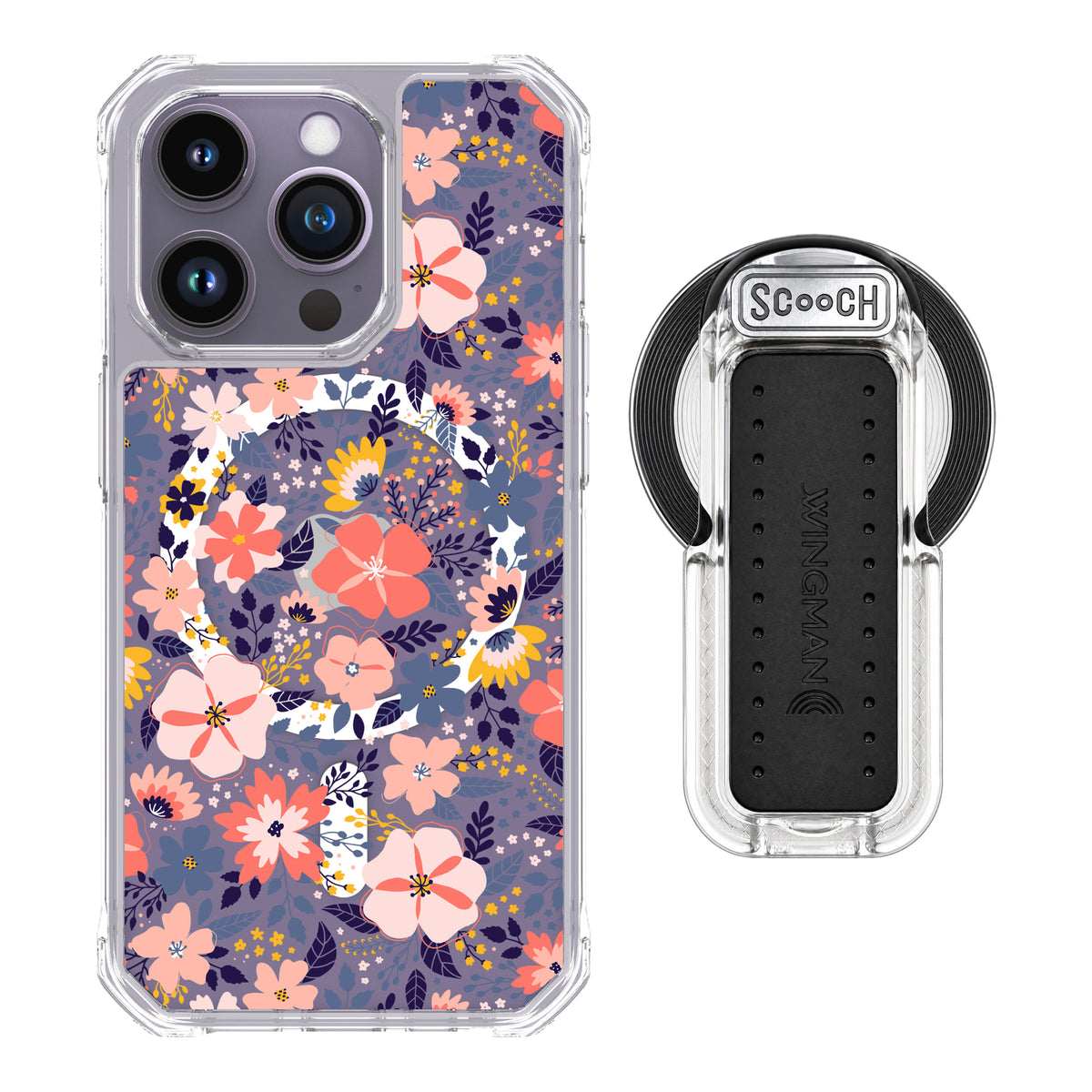 Scooch MagCase Wildflowers for iPhone 14 Pro with MagSafe Wingback - Clear