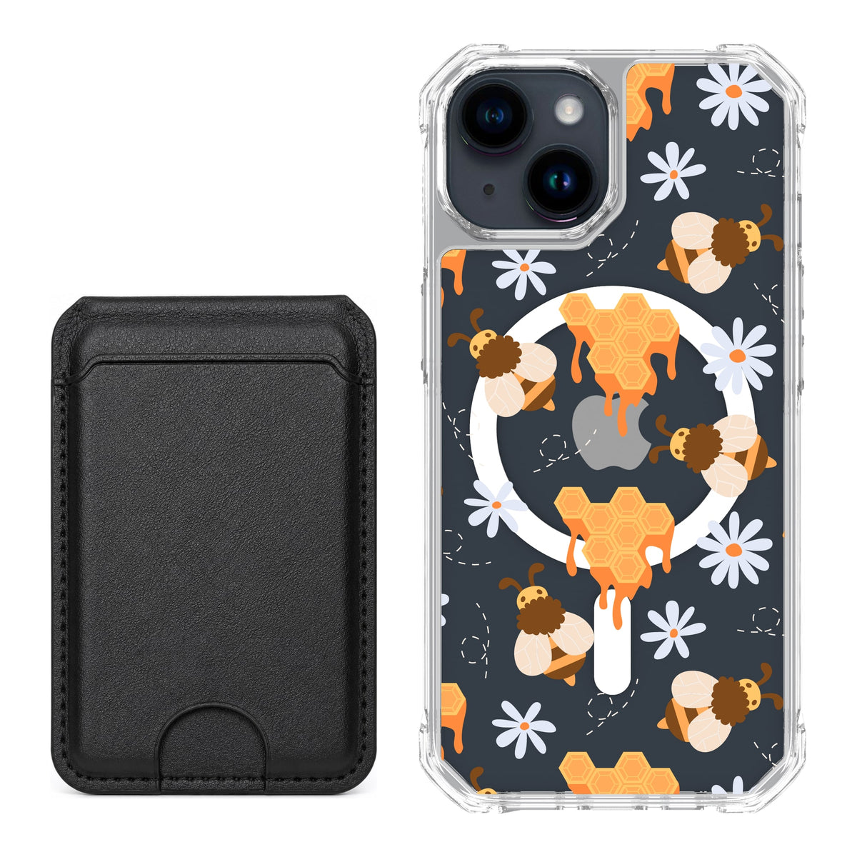 Scooch MagCase Honey Bees for iPhone 15 with Black MagWallet