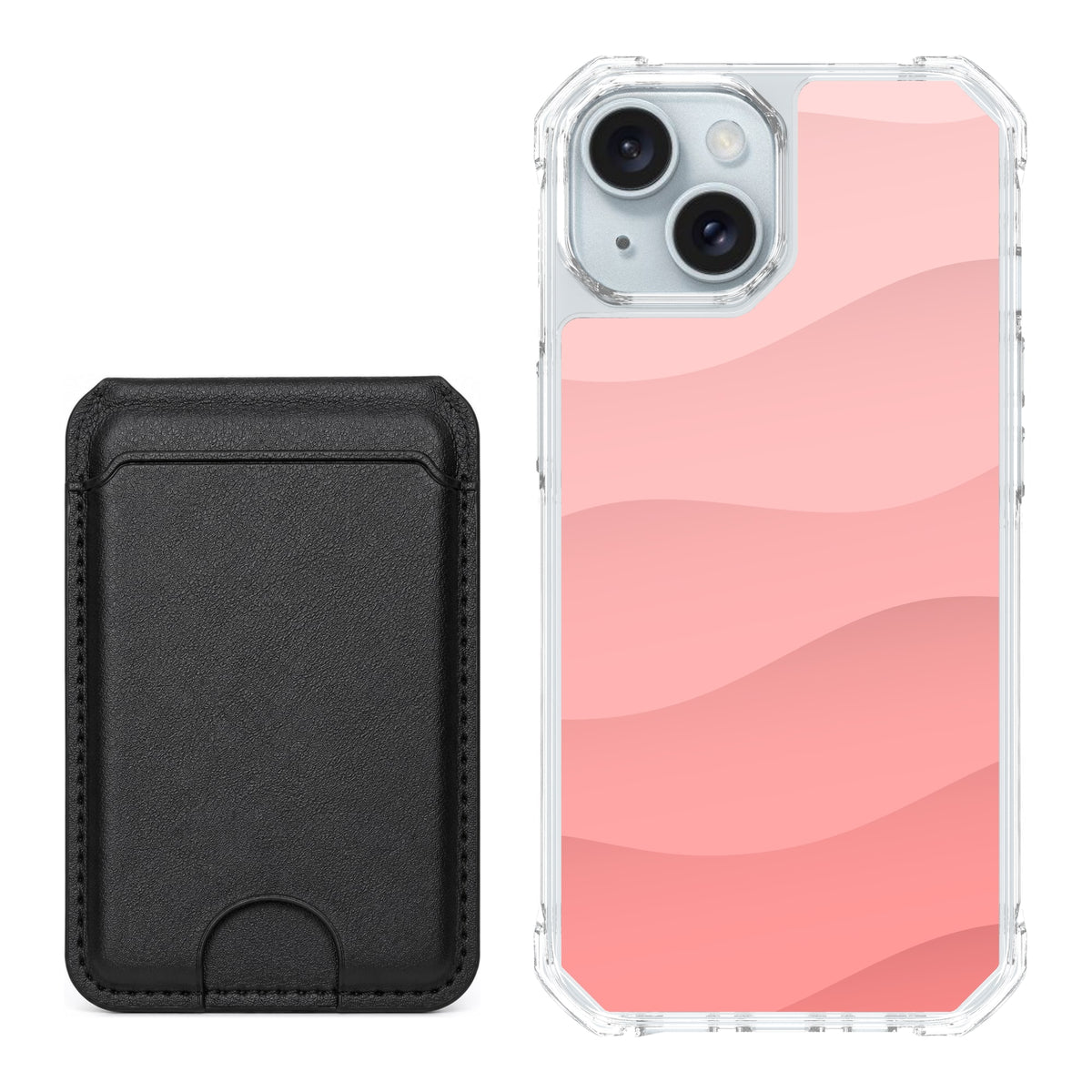 Scooch MagCase Pink Waves for iPhone 15 with Black MagWallet
