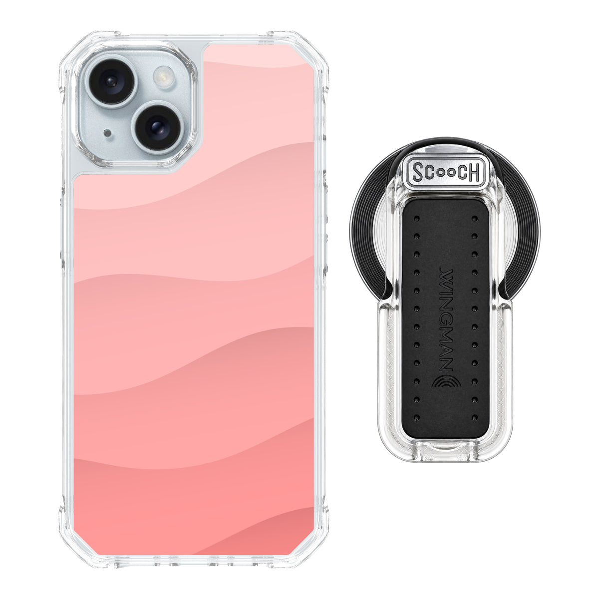 Scooch MagCase Pink Waves for iPhone 15 with MagSafe Wingback - Clear