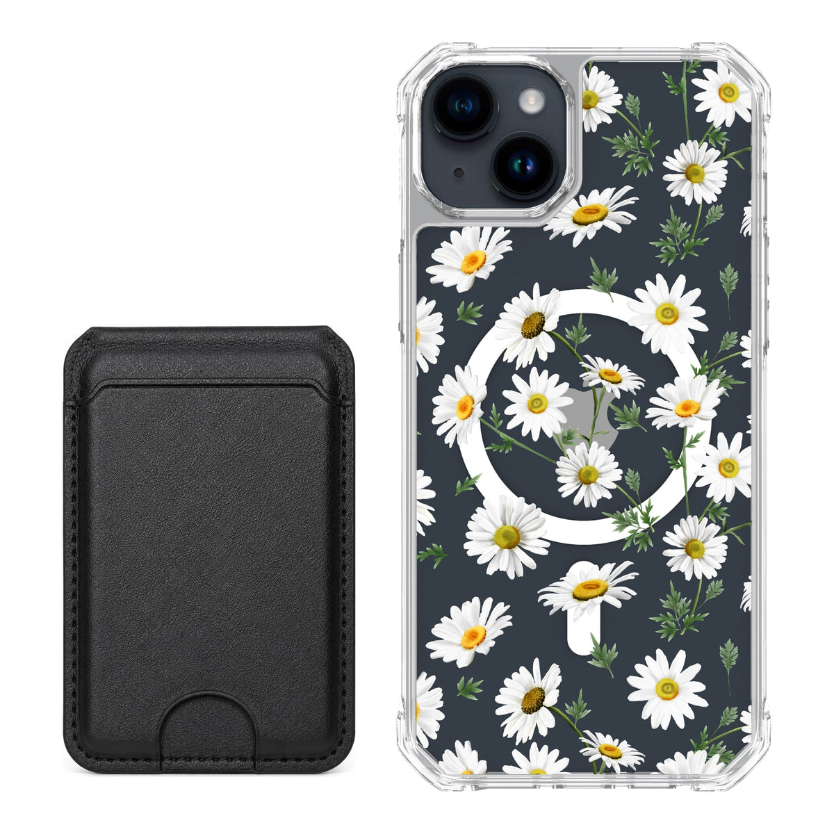 Scooch MagCase Daisies for iPhone 14 Plus / iPhone 15 Plus with Black MagWallet