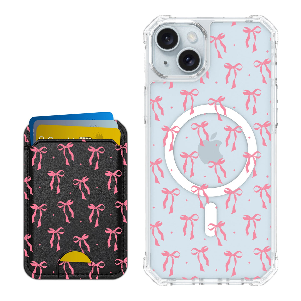 Scooch MagCase Pink Bows for iPhone 15 Plus and iPhone 14 Plus with Matching MagWallet