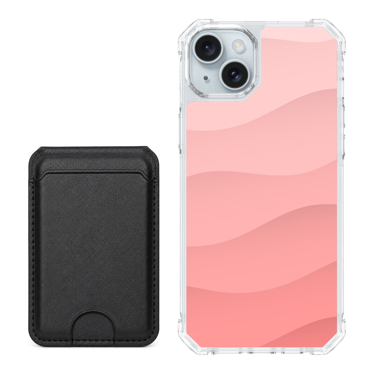 Scooch MagCase Pink Waves for iPhone 14 Plus / iPhone 15 Plus with Black MagWallet
