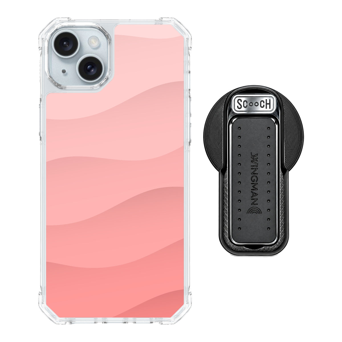 Scooch MagCase Pink Waves for iPhone 15 Plus and iPhone 14 Plus with MagSafe Wingback - Black