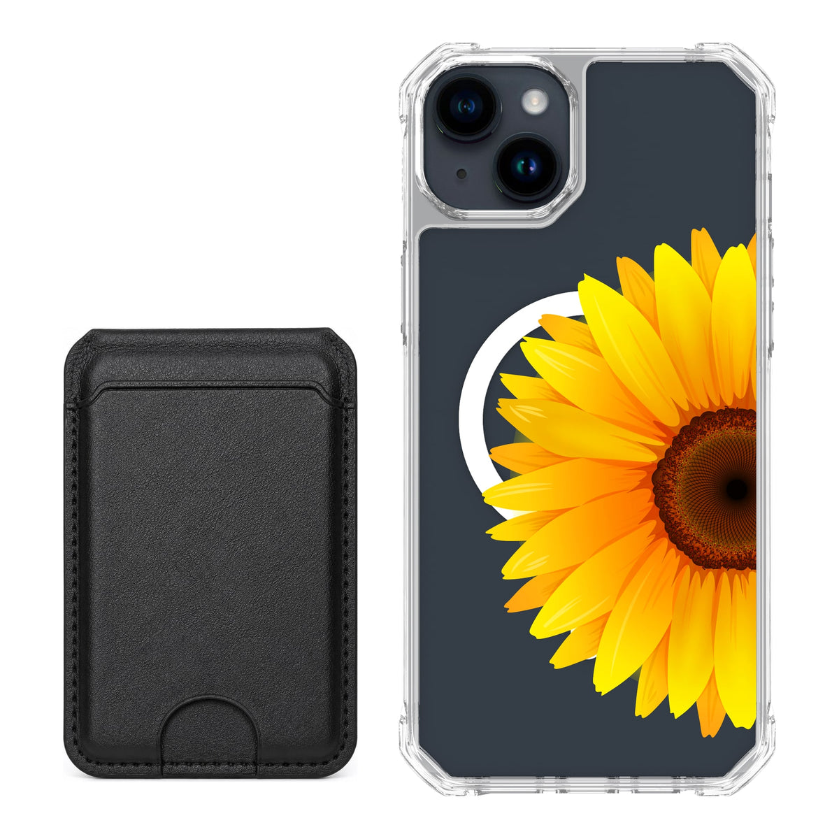 Scooch MagCase Sunflower for iPhone 14 Plus / iPhone 15 Plus with Black MagWallet