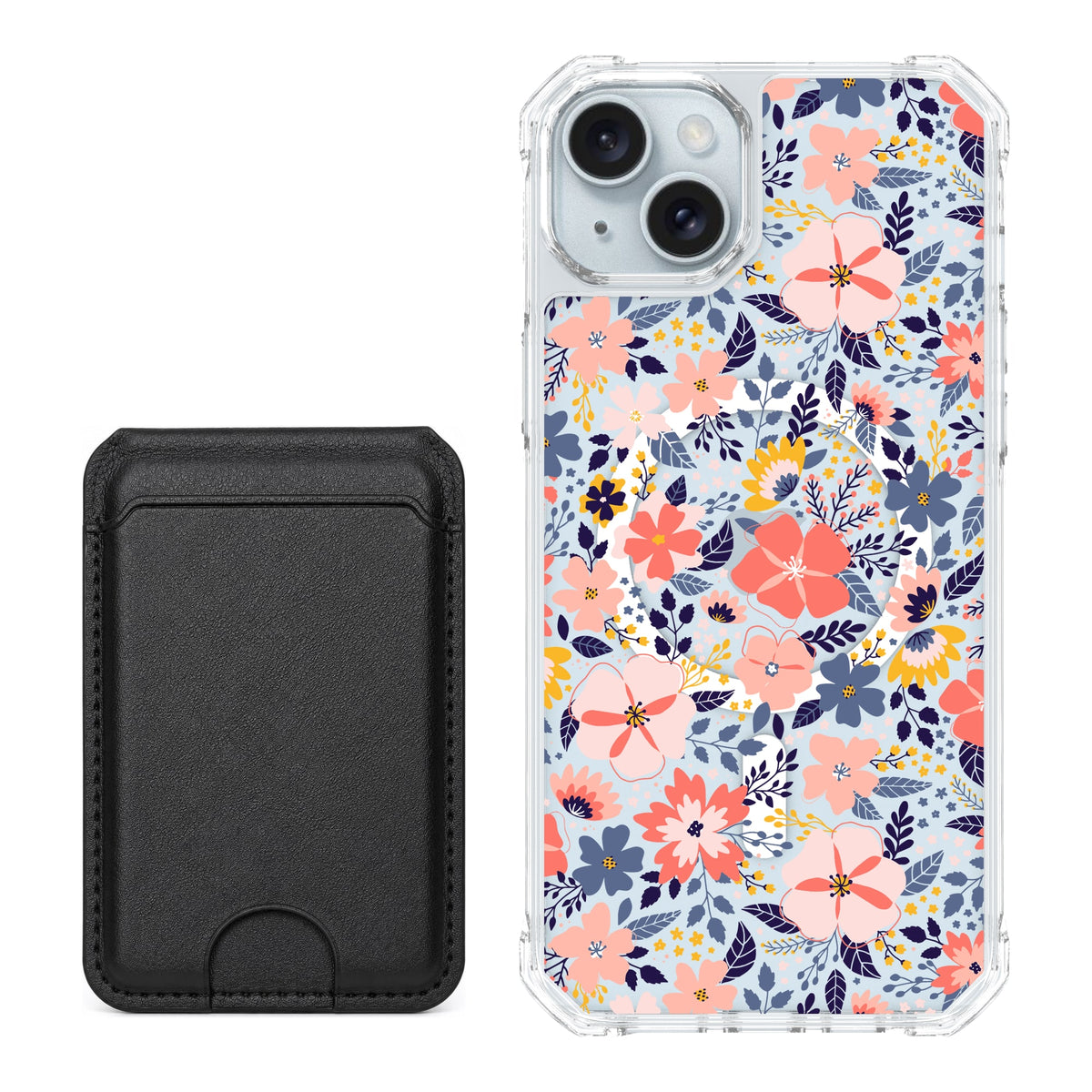Scooch MagCase Wildflowers for iPhone 14 Plus / iPhone 15 Plus with Black MagWallet
