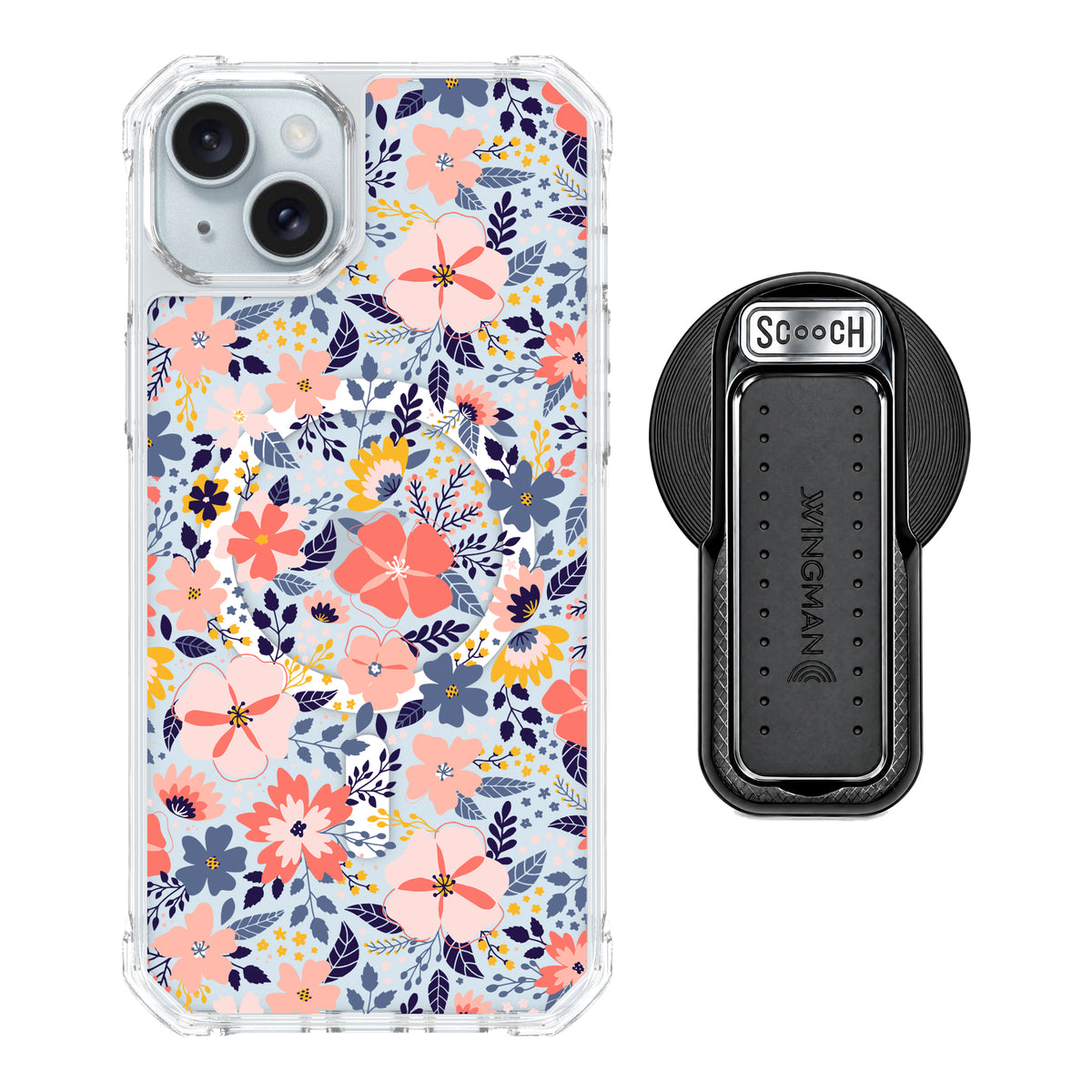 Scooch MagCase Wildflowers for iPhone 15 Plus and iPhone 14 Plus with MagSafe Wingback - Black