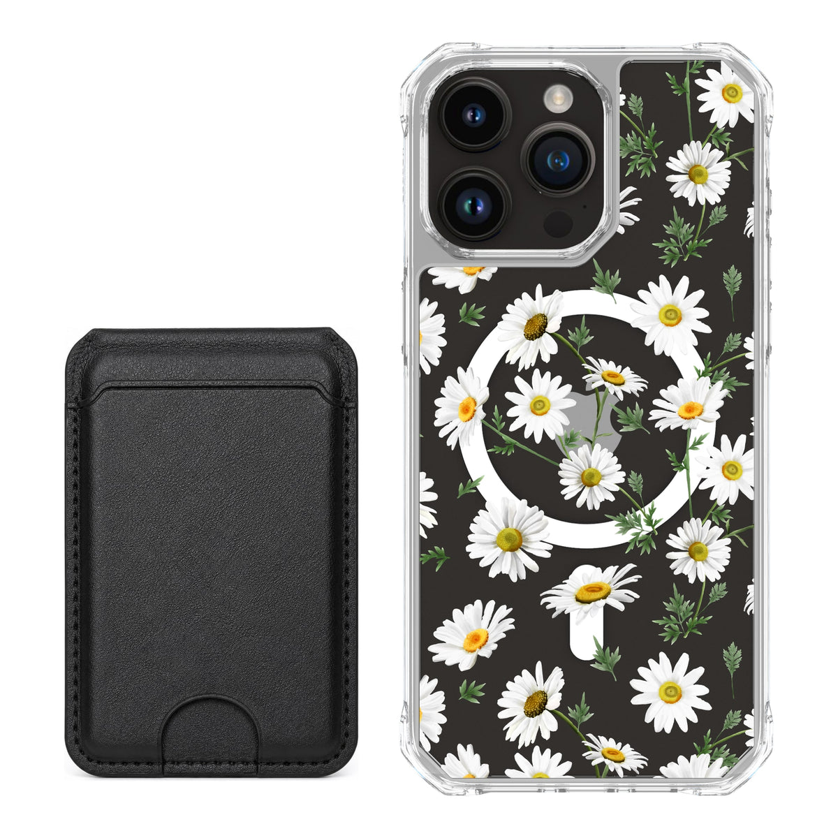 Scooch MagCase Daisies for iPhone 15 Pro Max with Black MagWallet