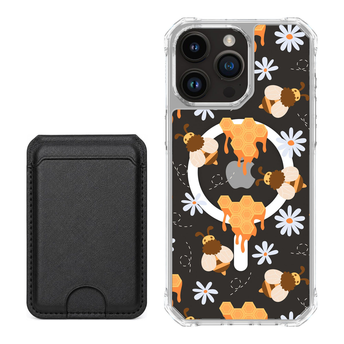 Scooch MagCase Honey Bees for iPhone 15 Pro Max with Black MagWallet