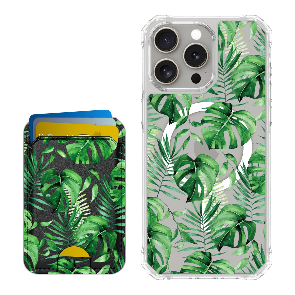 Scooch MagCase Monstera for iPhone 15 Pro Max with Matching MagWallet