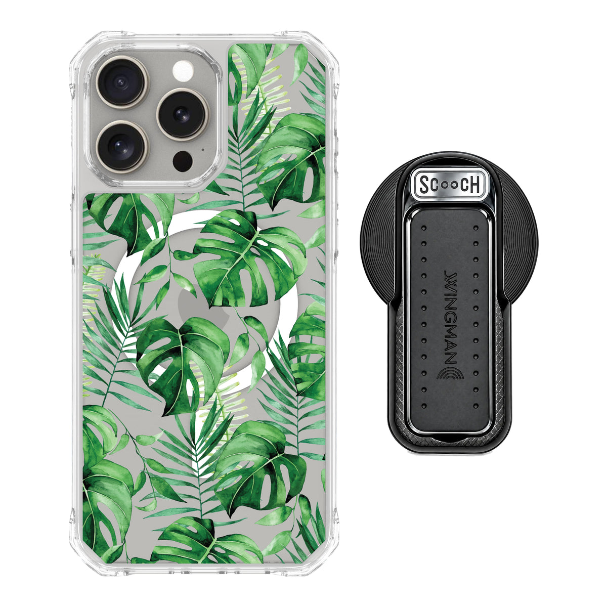 Scooch MagCase Monstera for iPhone 15 Pro Max with MagSafe Wingback - Black