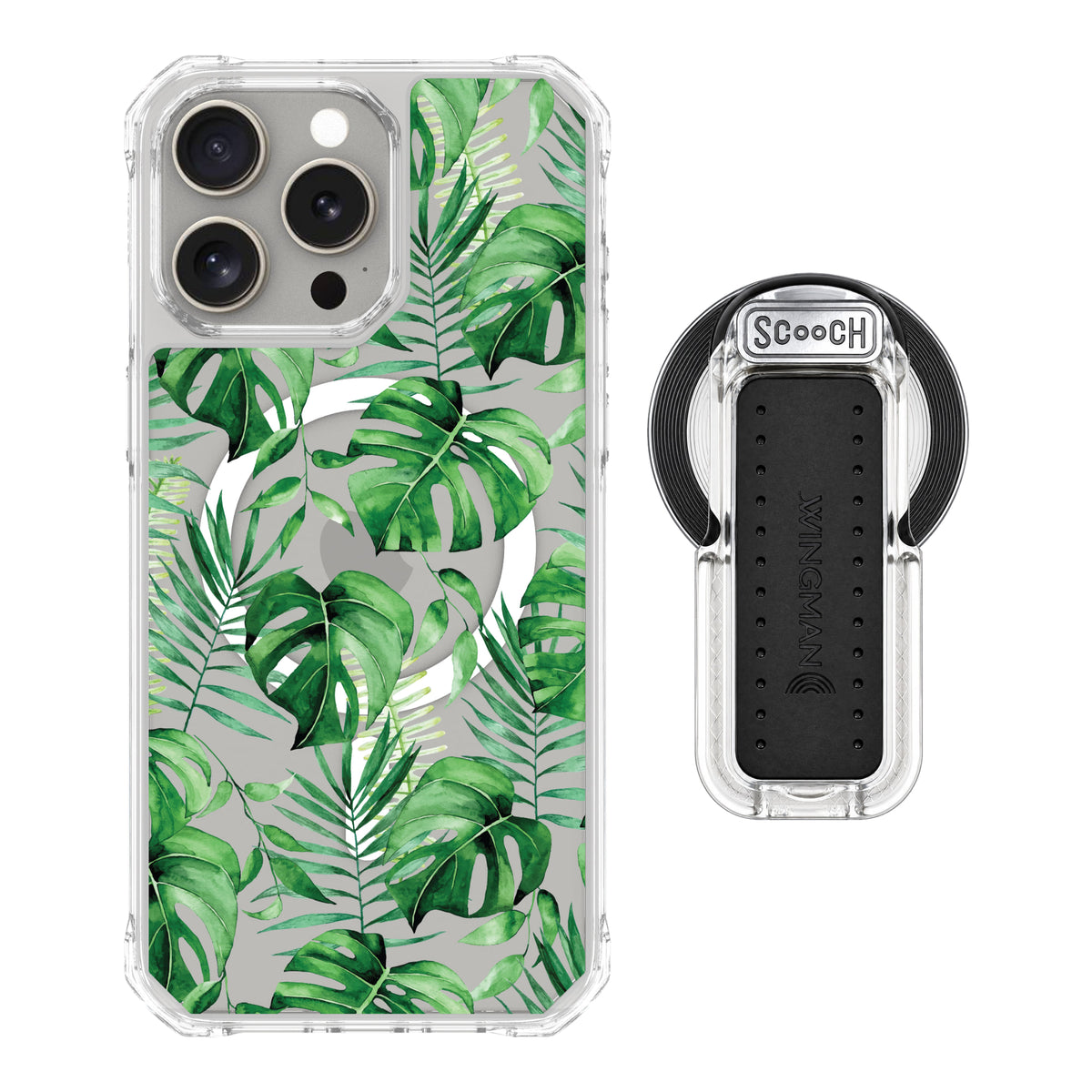 Scooch MagCase Monstera for iPhone 15 Pro Max with MagSafe Wingback - Clear