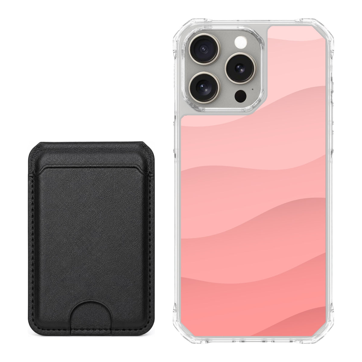 Scooch MagCase Pink Waves for iPhone 15 Pro Max with Black MagWallet