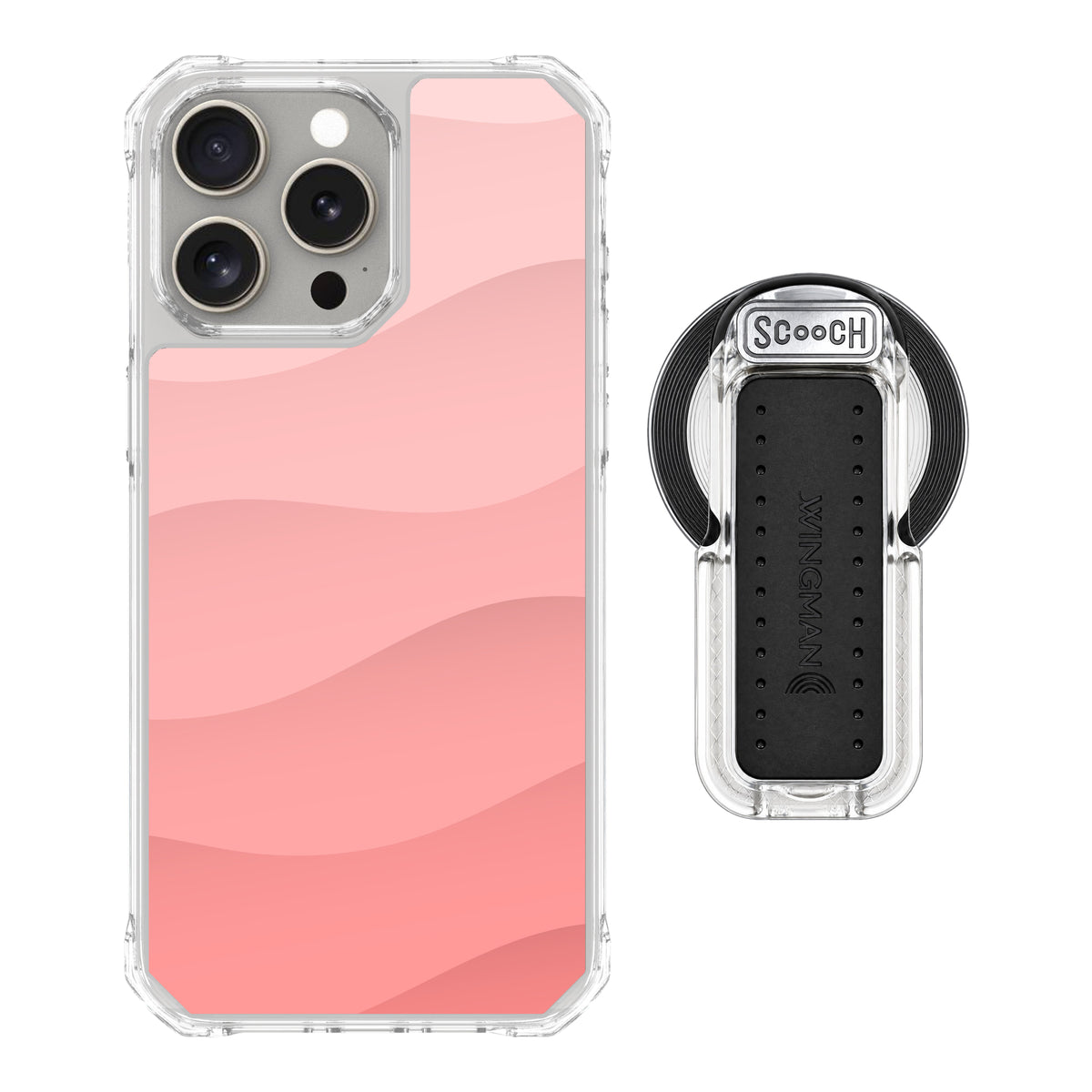 Scooch MagCase Pink Waves for iPhone 15 Pro Max with MagSafe Wingback - Clear
