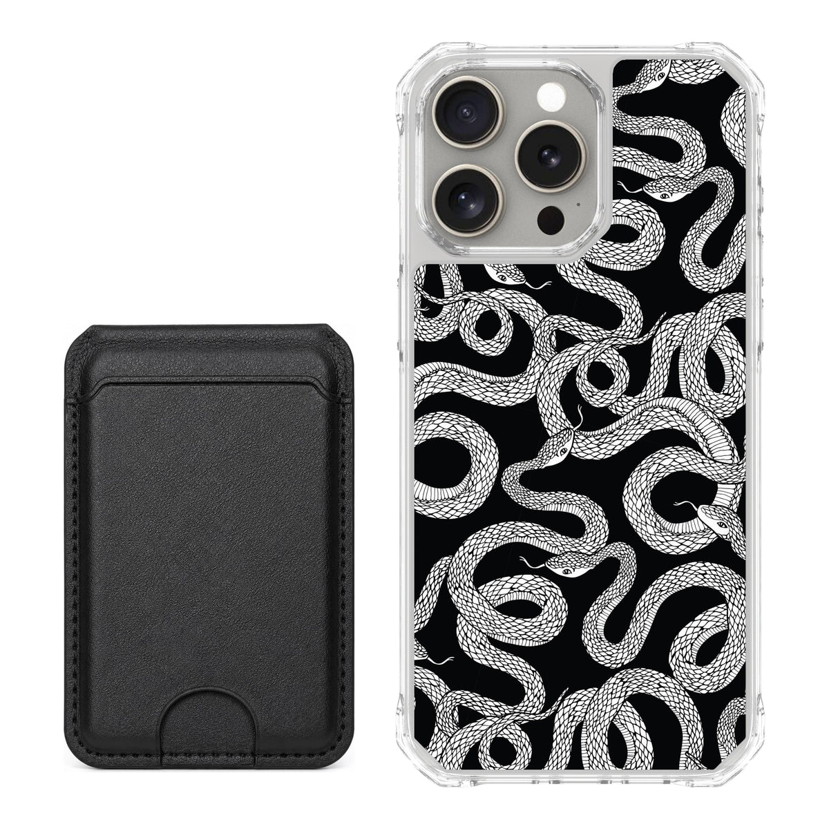 Scooch MagCase Snakes for iPhone 15 Pro Max with Black MagWallet