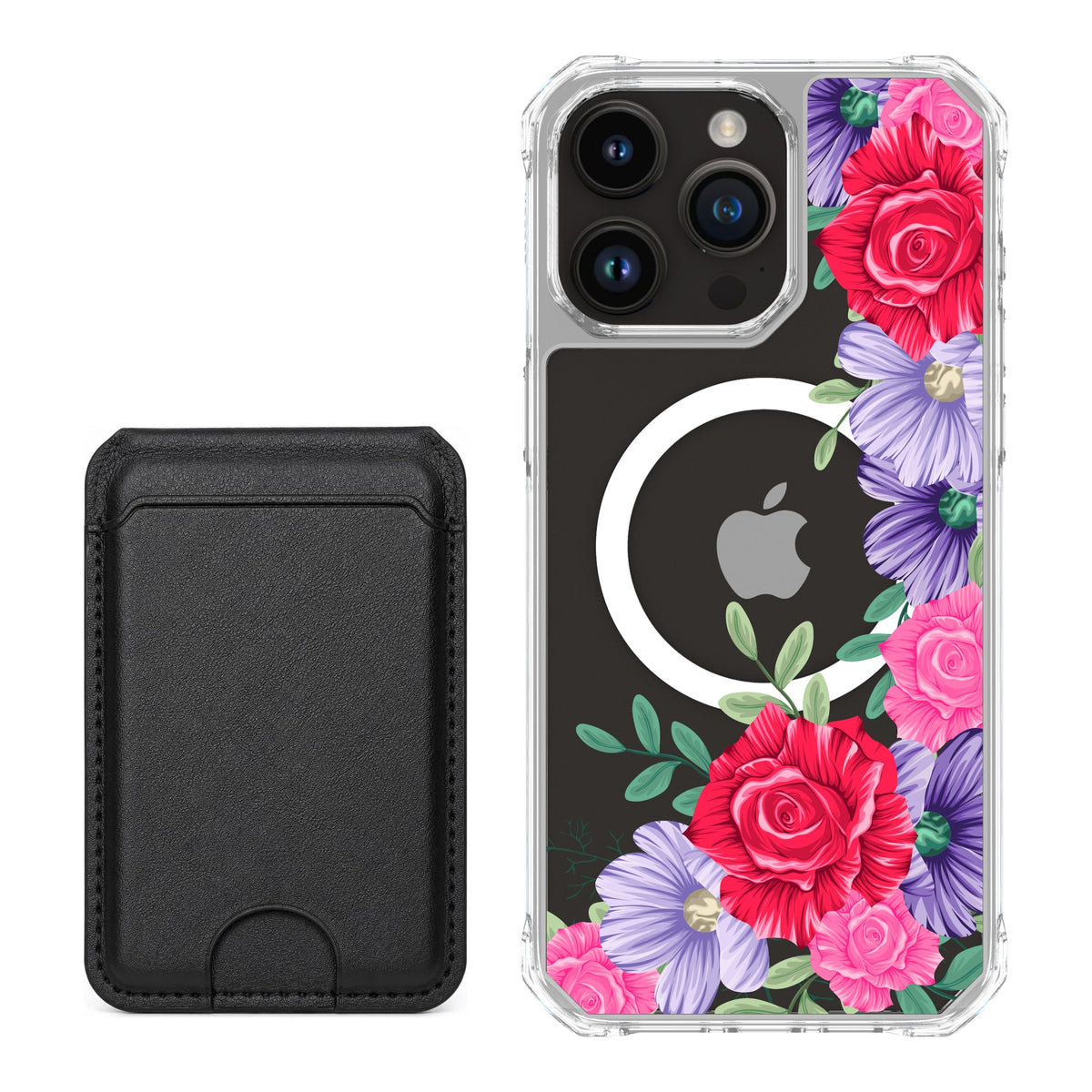 Scooch MagCase Spring Blossom for iPhone 15 Pro Max with Black MagWallet