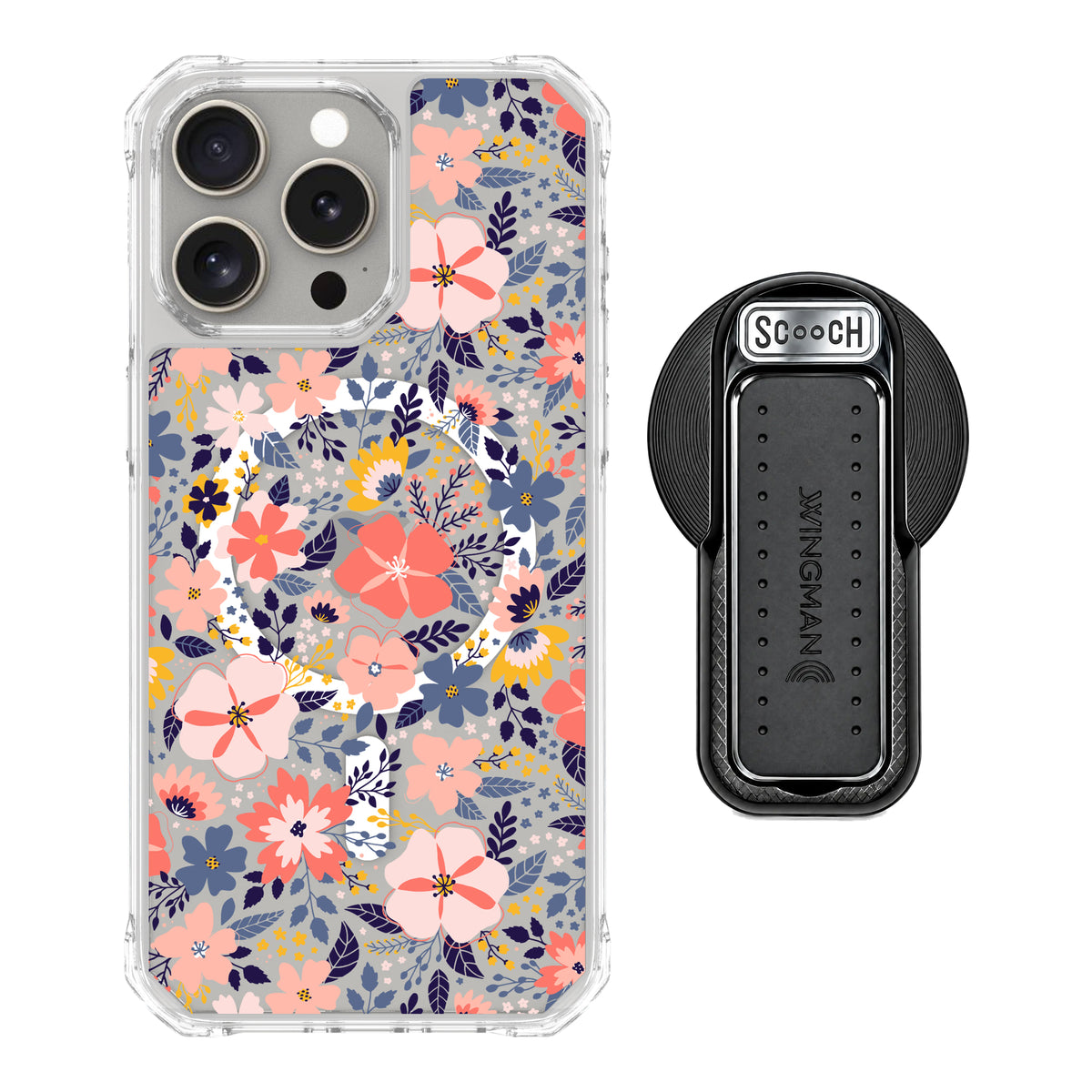 Scooch MagCase Wildflowers for iPhone 15 Pro Max with MagSafe Wingback - Black