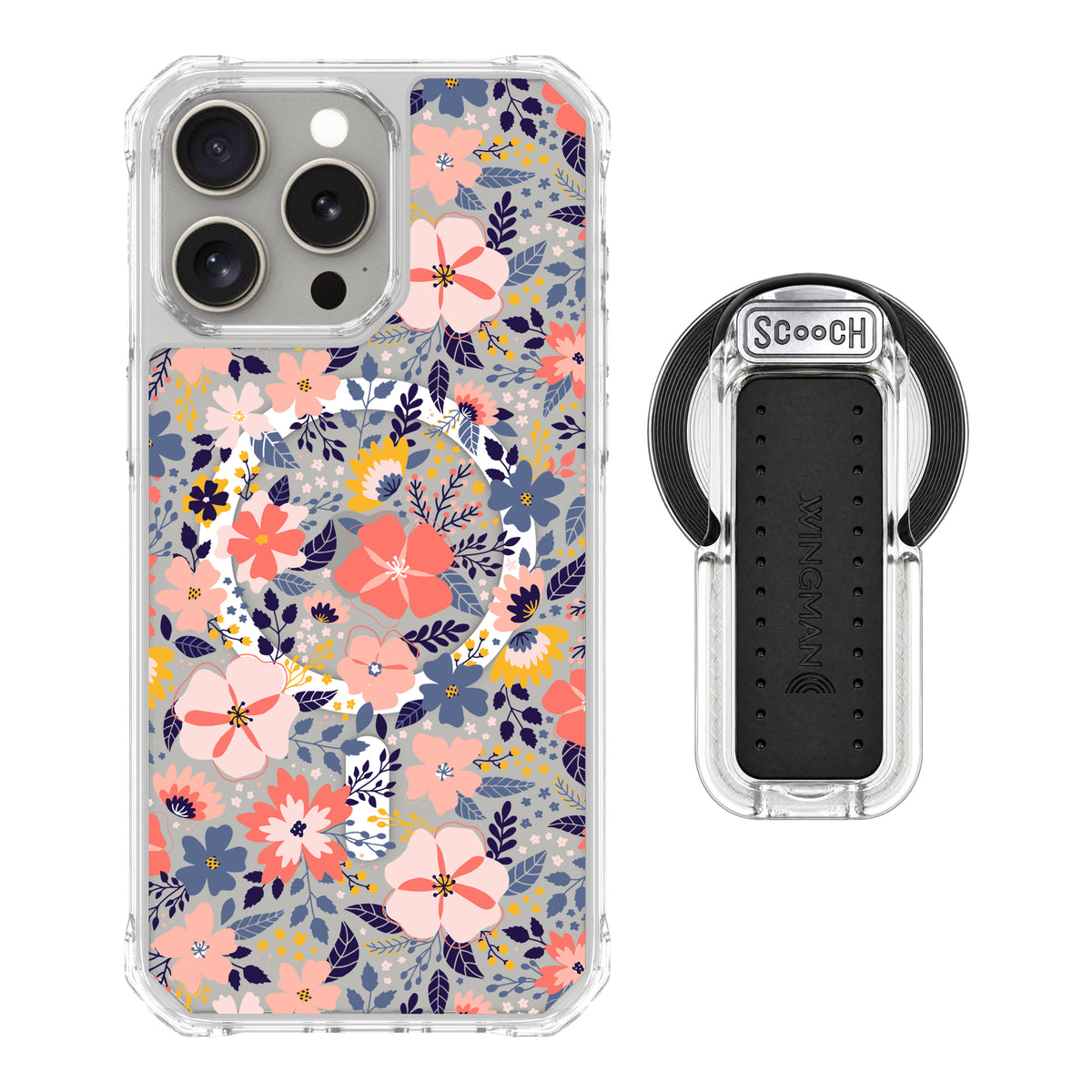 Scooch MagCase Wildflowers for iPhone 15 Pro Max with MagSafe Wingback - Clear