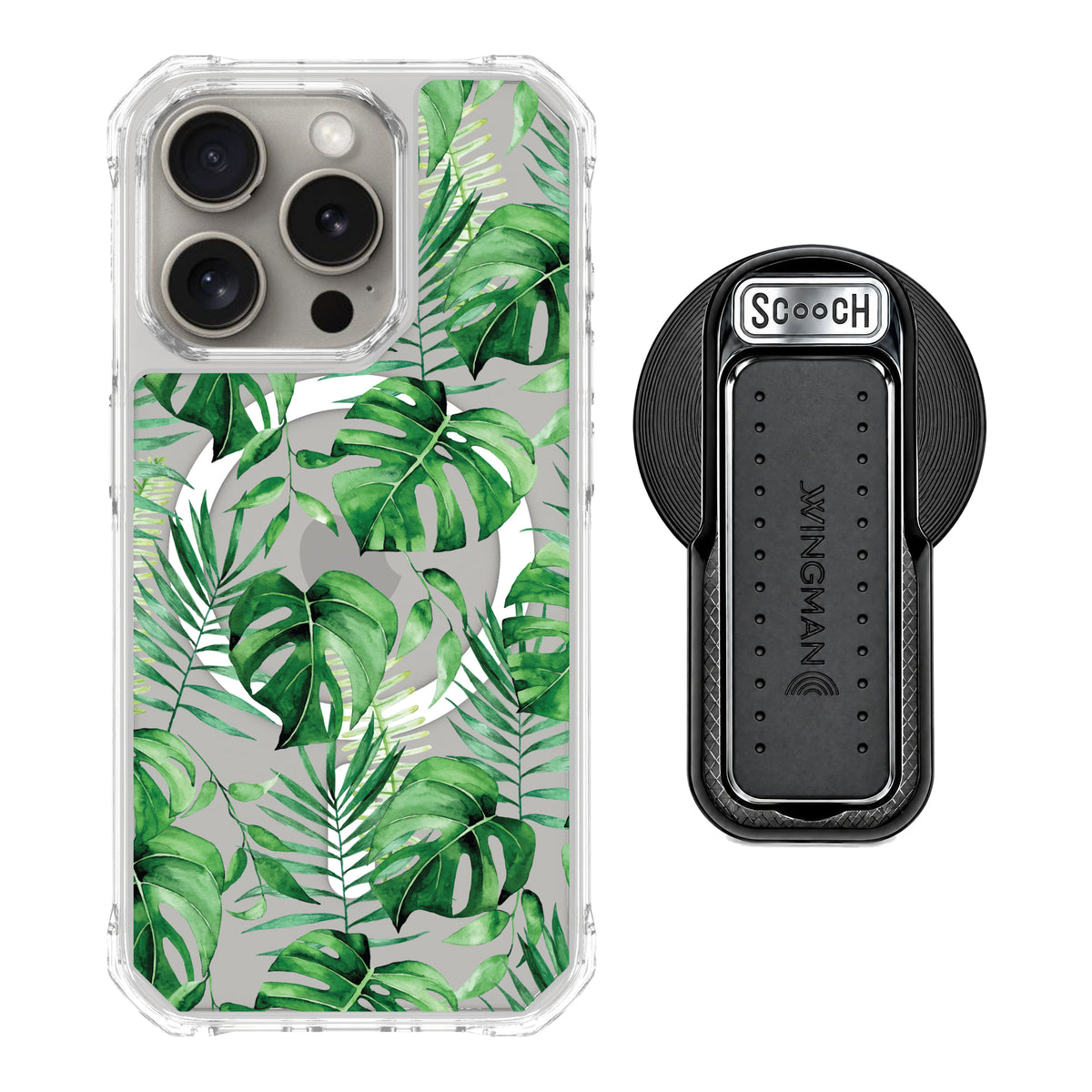 Scooch MagCase Monstera for iPhone 15 Pro with MagSafe Wingback - Black